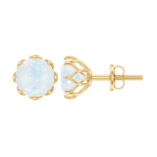6 MM Decorative Set Moonstone Solitaire Stud Earrings