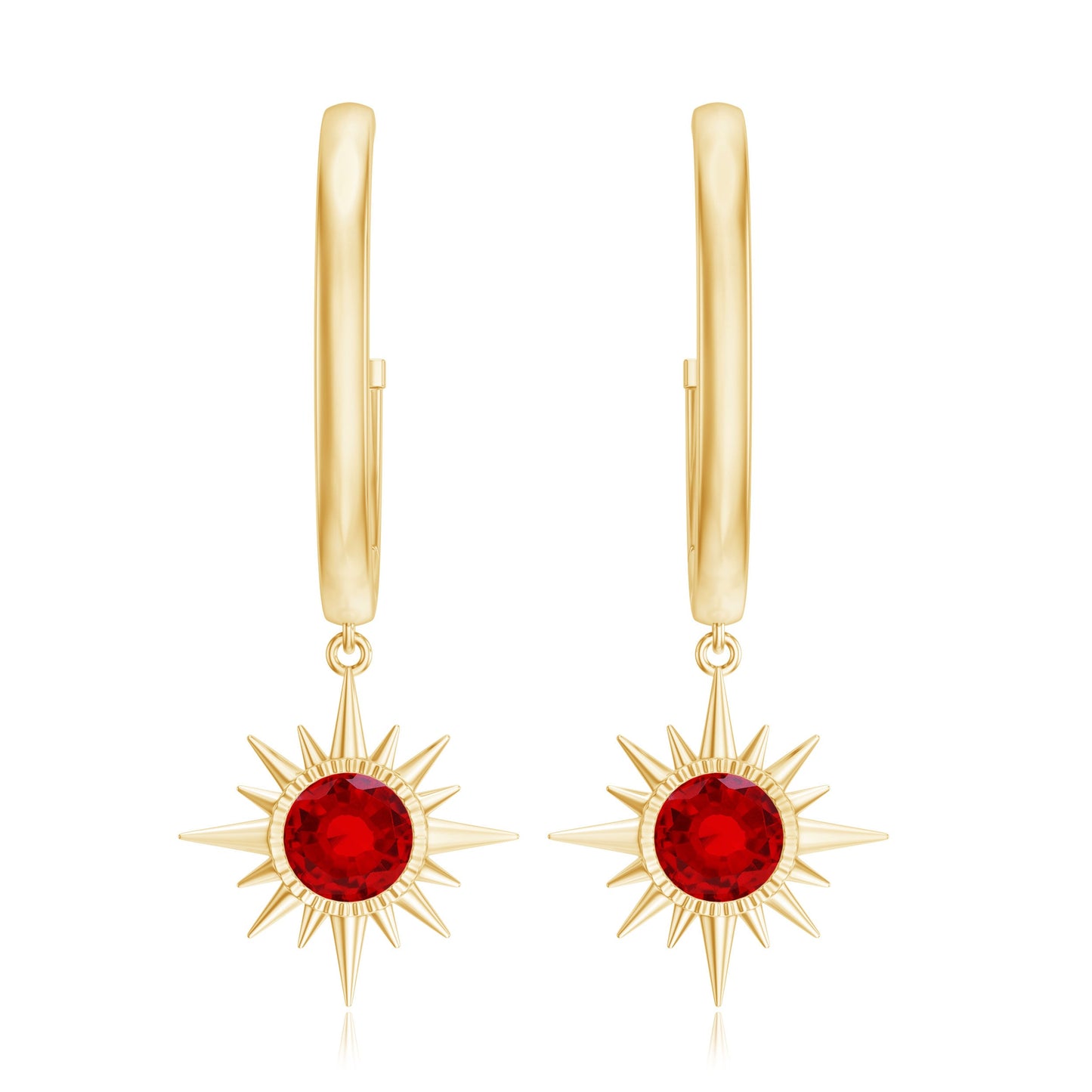Lab Created Ruby Hoop Drop Earrings With Certificate