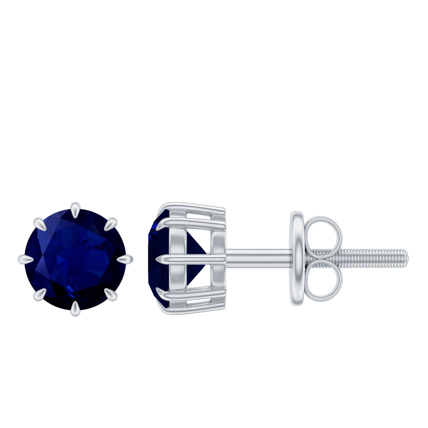 Natural 1.9 Carat Blue Sapphire Solitaire Stud Earrings