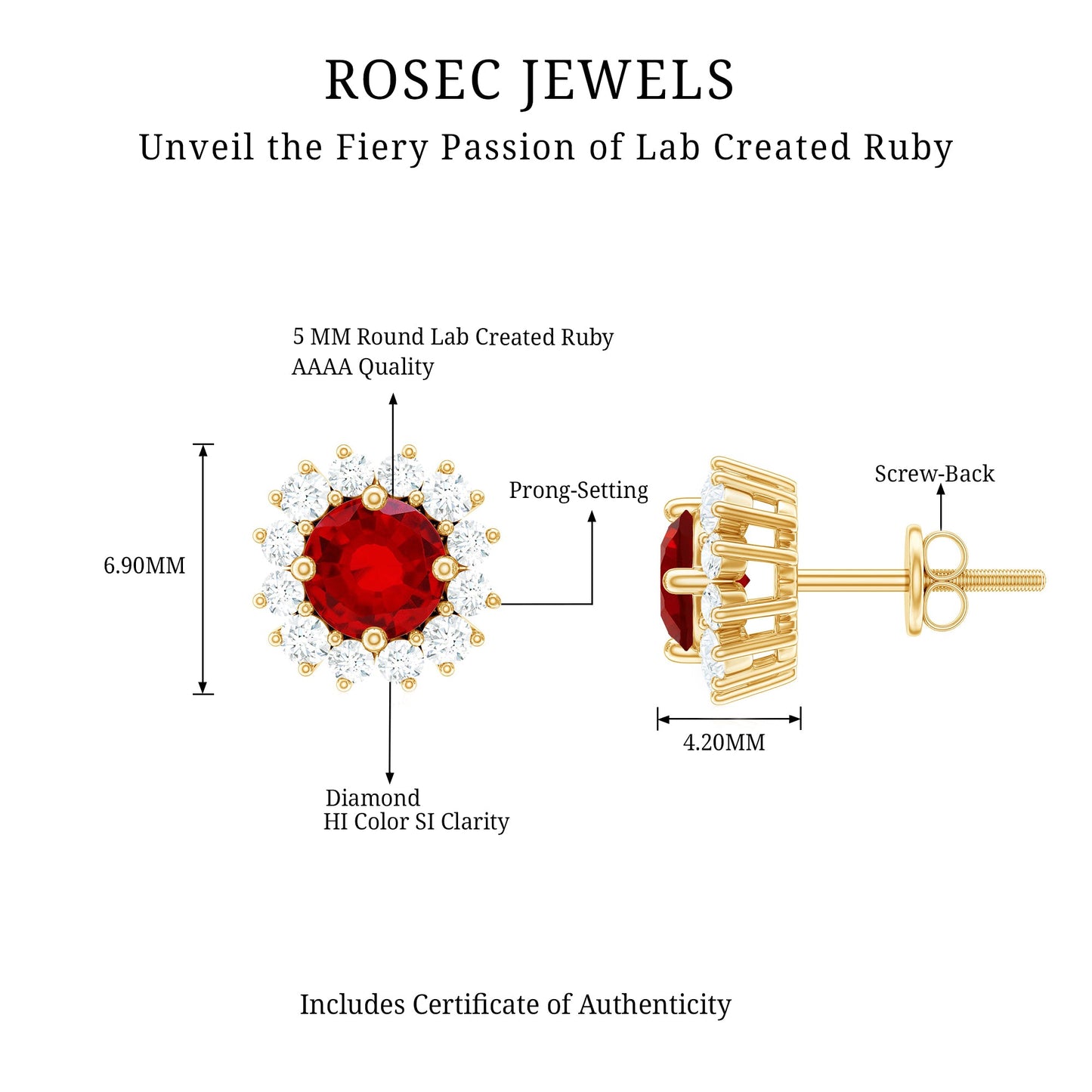 Lab Created Ruby and Diamond Everyday Stud Earrings for Women