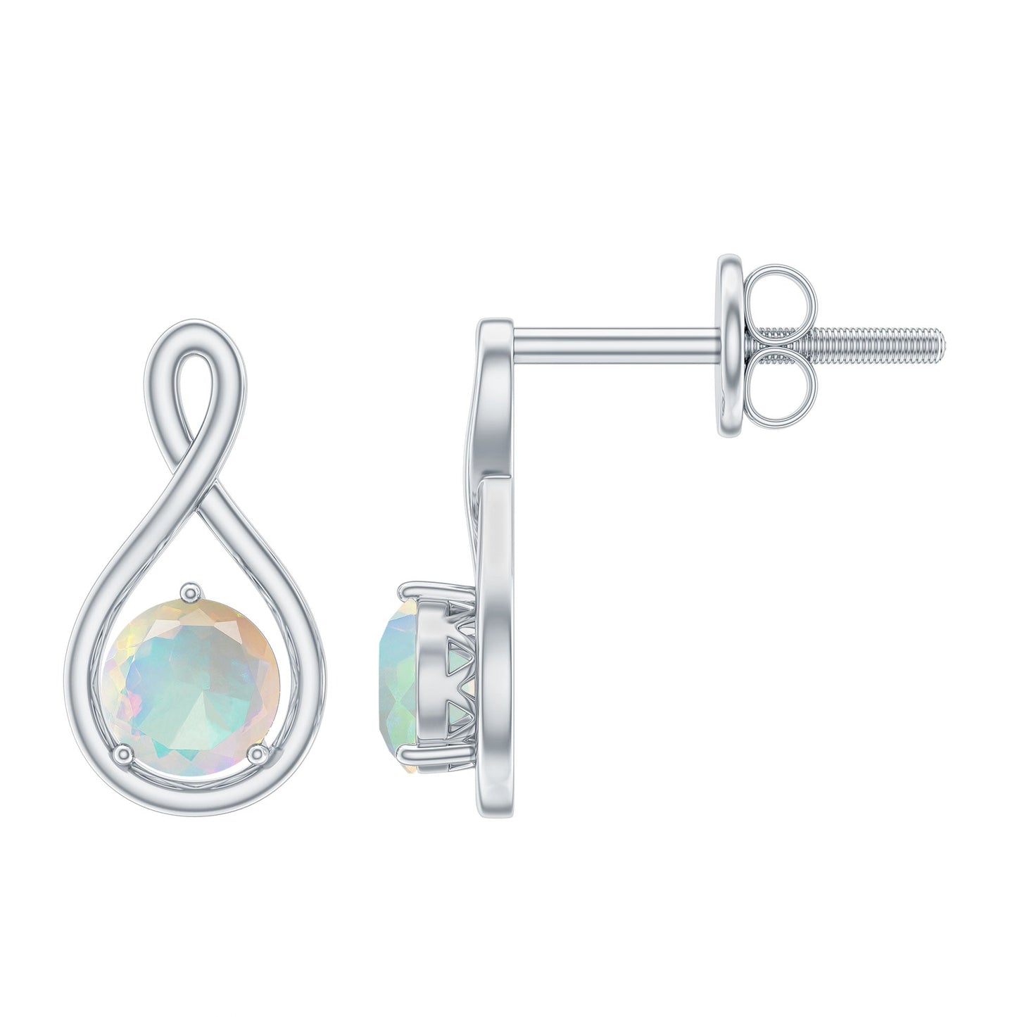 Genuine Ethiopian Opal Infinity Stud Earrings with Certificate