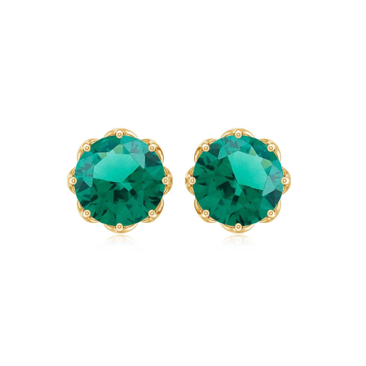 Round Lab Created Emerald Solitaire Stud Earrings