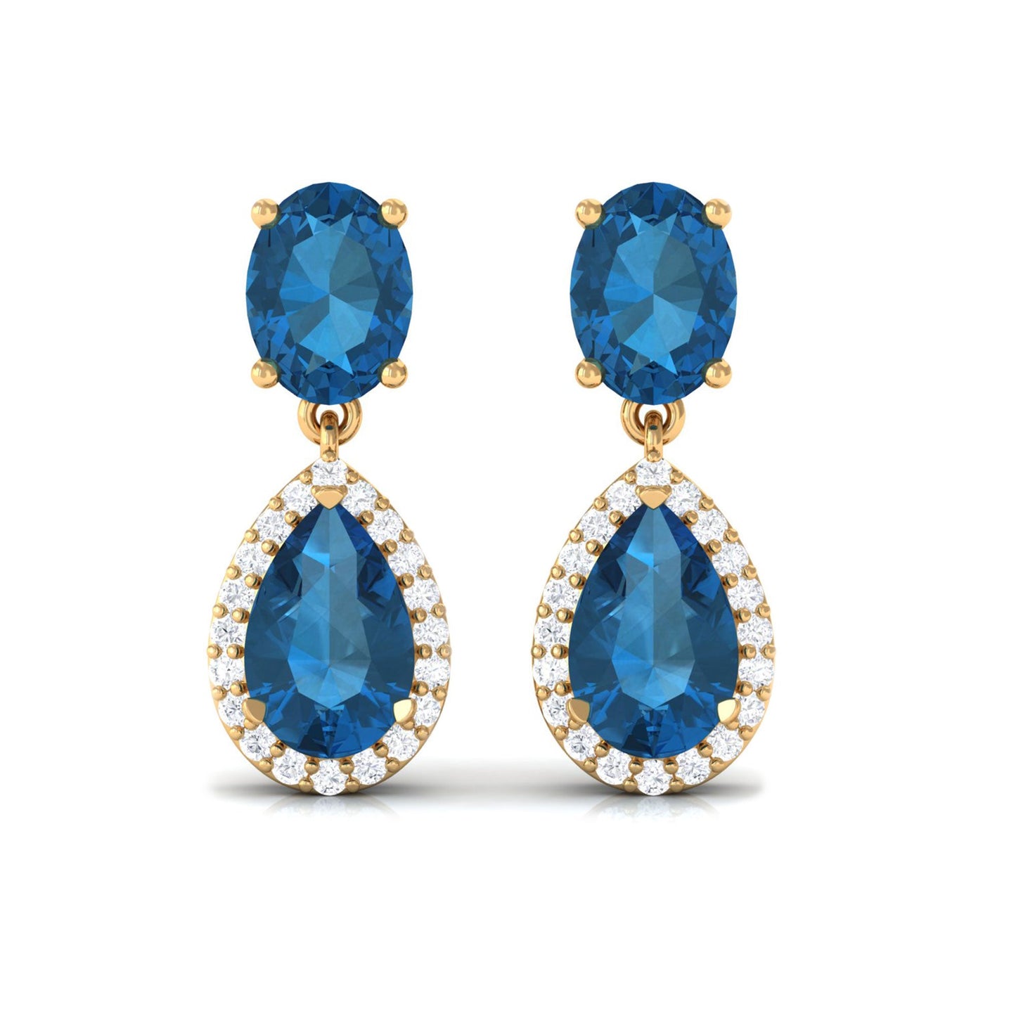 4.5 CT London Blue Topaz and Diamond Dangle Drop Earrings