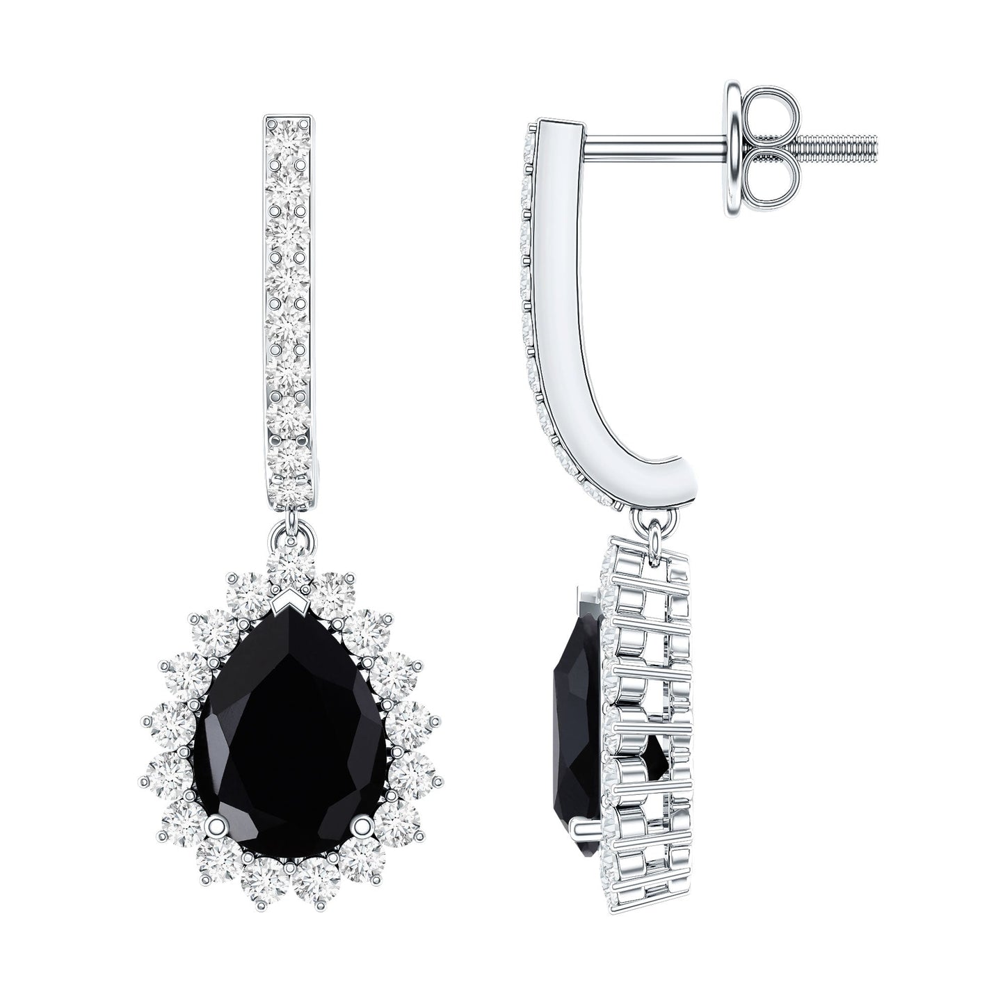 Lab Created Black Diamond Teardrop Hoop Earrings
