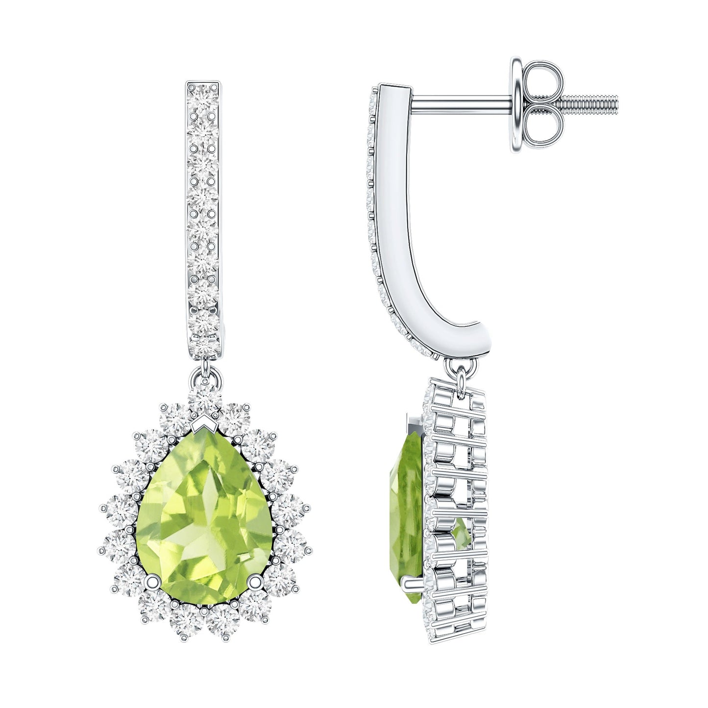 Peridot and Moissanite Bridal Teardrop Earrings