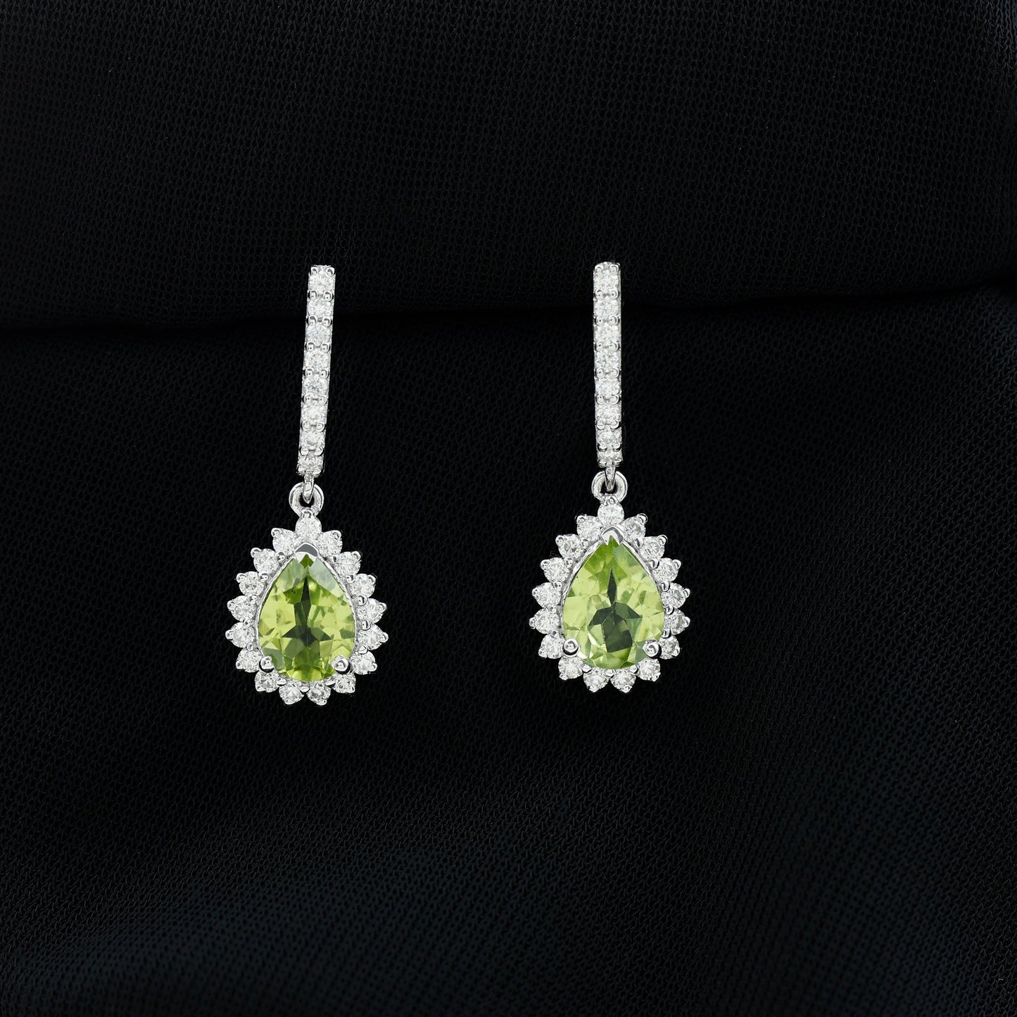 Peridot and Moissanite Bridal Teardrop Earrings