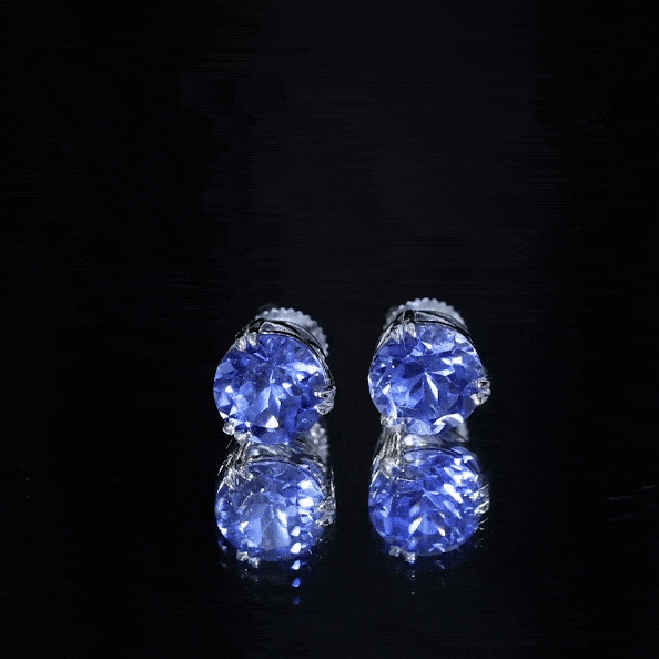 5 Carat Lab Created Blue Sapphire Solitaire Stud Earrings