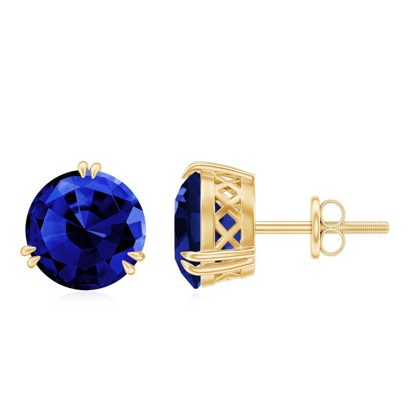 5 Carat Lab Created Blue Sapphire Solitaire Stud Earrings