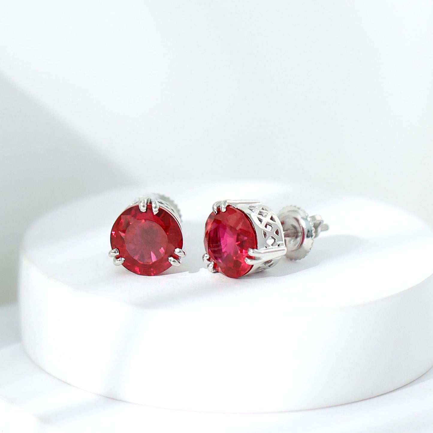 4.7 Carat Lab Grown Ruby Stud Earrings For Women