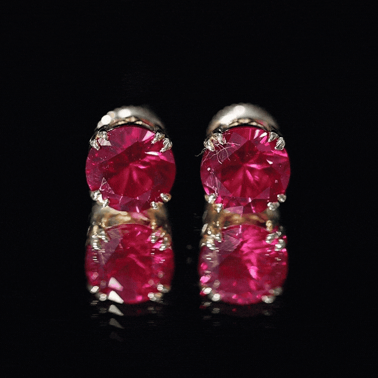 Lab Created Ruby Stud Earring in Double Claw Prong Setting