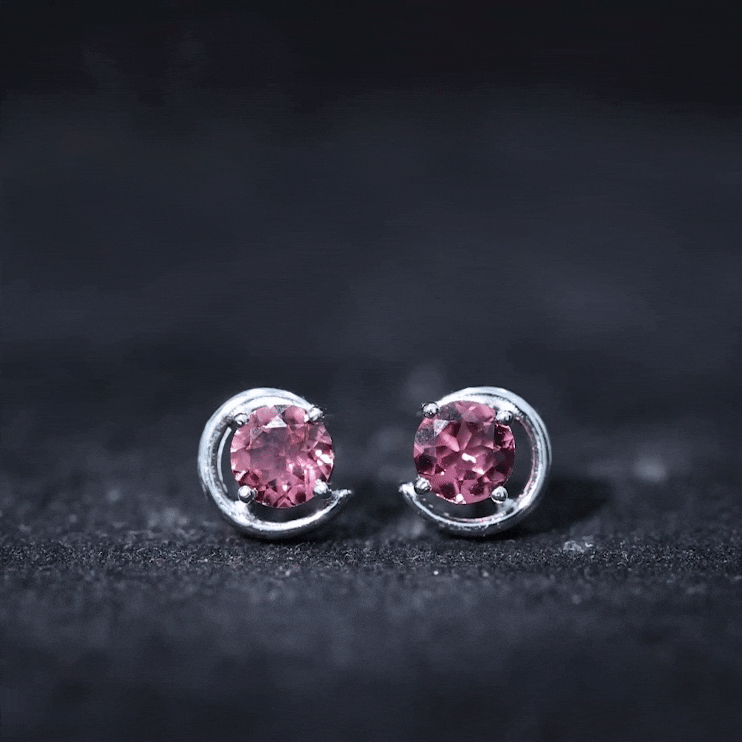 Genuine 1 Carat Pink Tourmaline Solitaire Stud Earrings