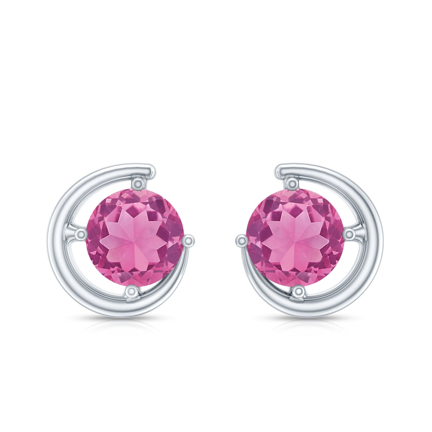 Genuine 1 Carat Pink Tourmaline Solitaire Stud Earrings
