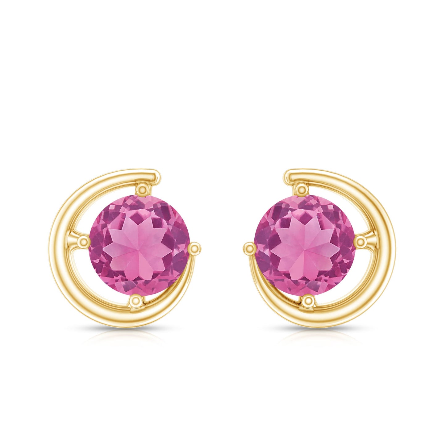 Genuine 1 Carat Pink Tourmaline Solitaire Stud Earrings