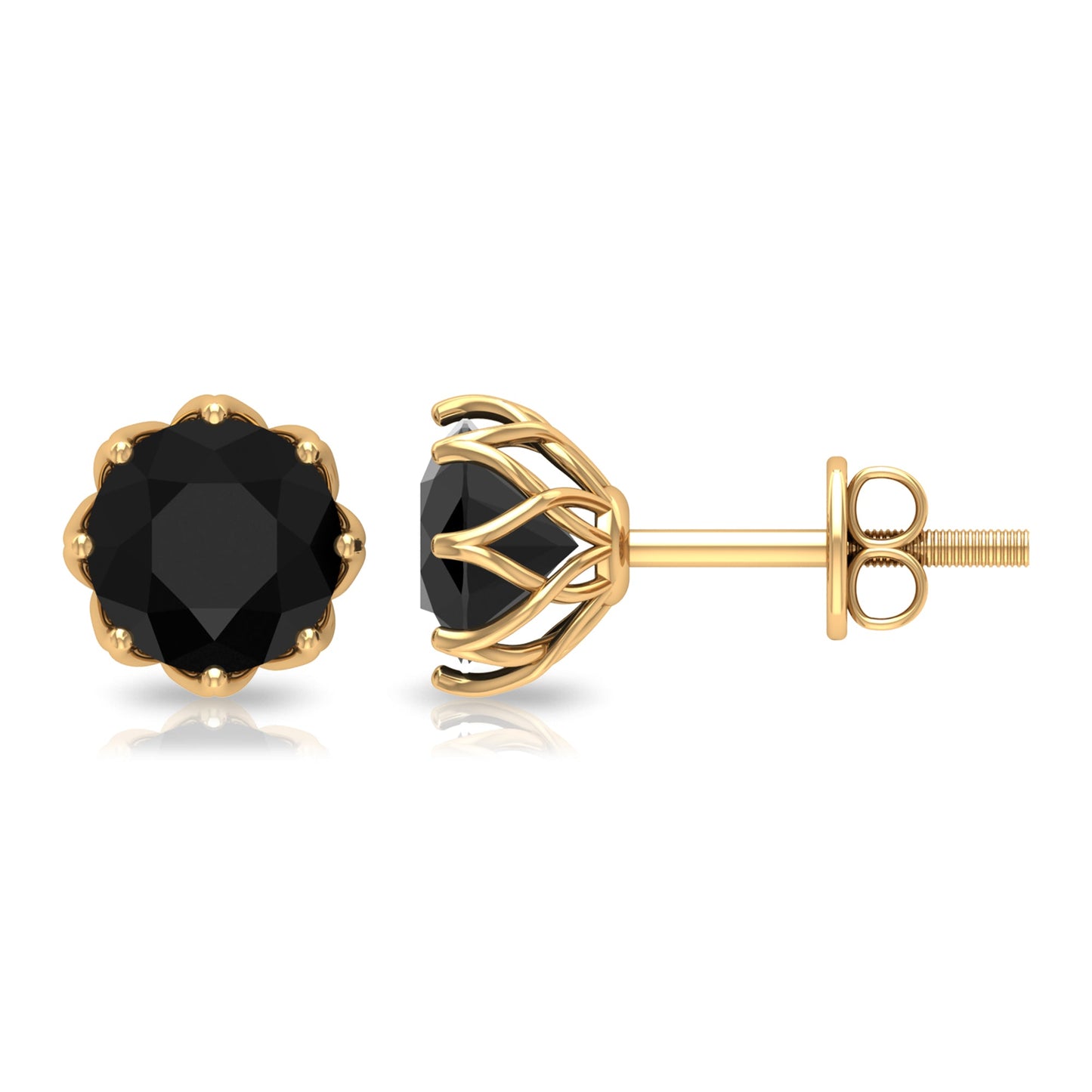 Solitaire 6MM Lab Created Black Diamond Stud Earrings in Decorative Setting