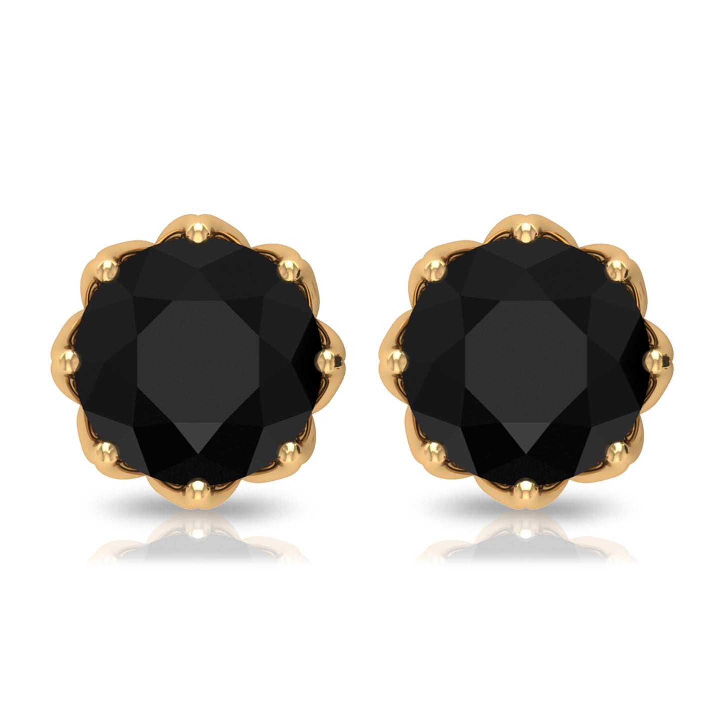 Solitaire 6MM Lab Created Black Diamond Stud Earrings in Decorative Setting