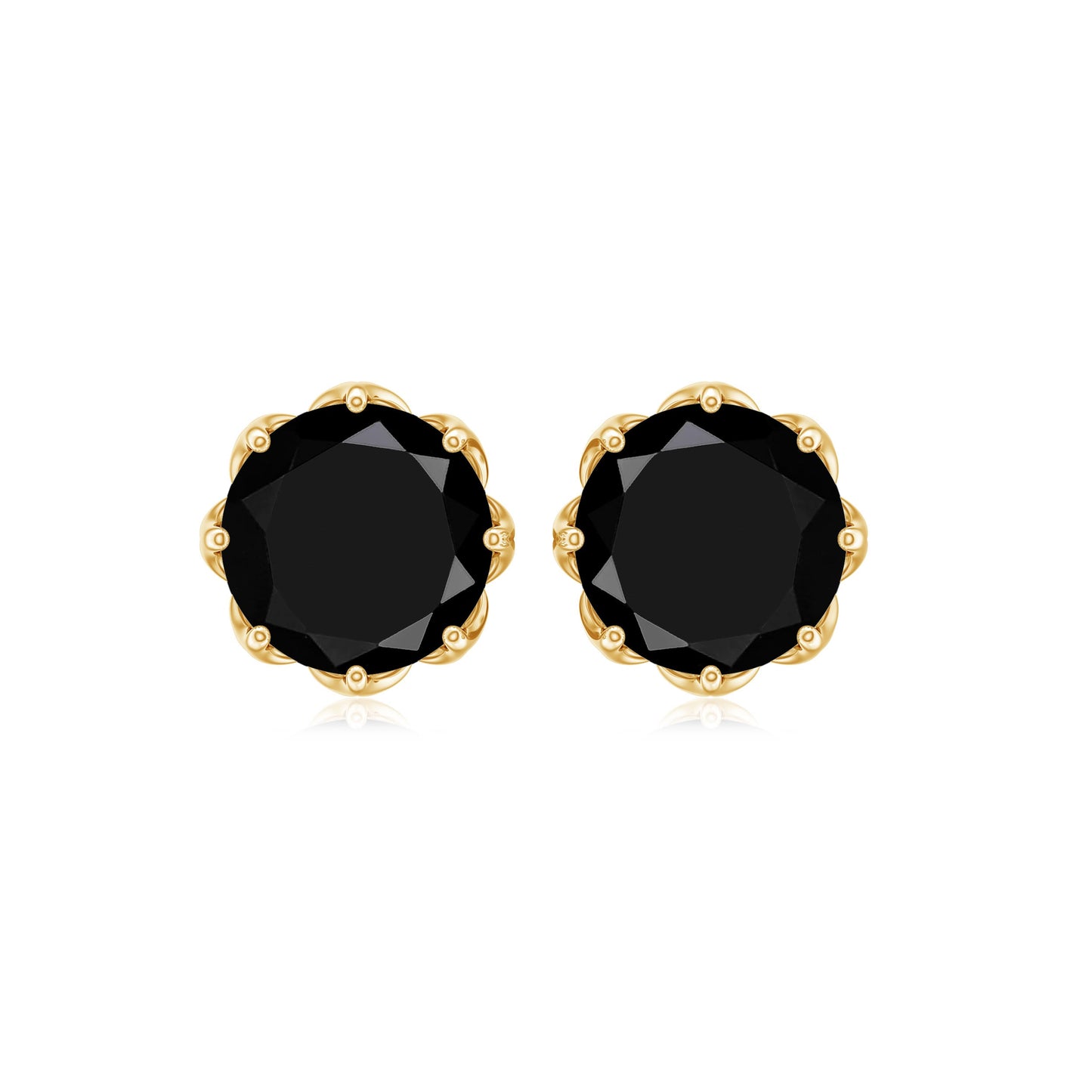 Natural 7mm Black Onyx Earrings with Screw Back