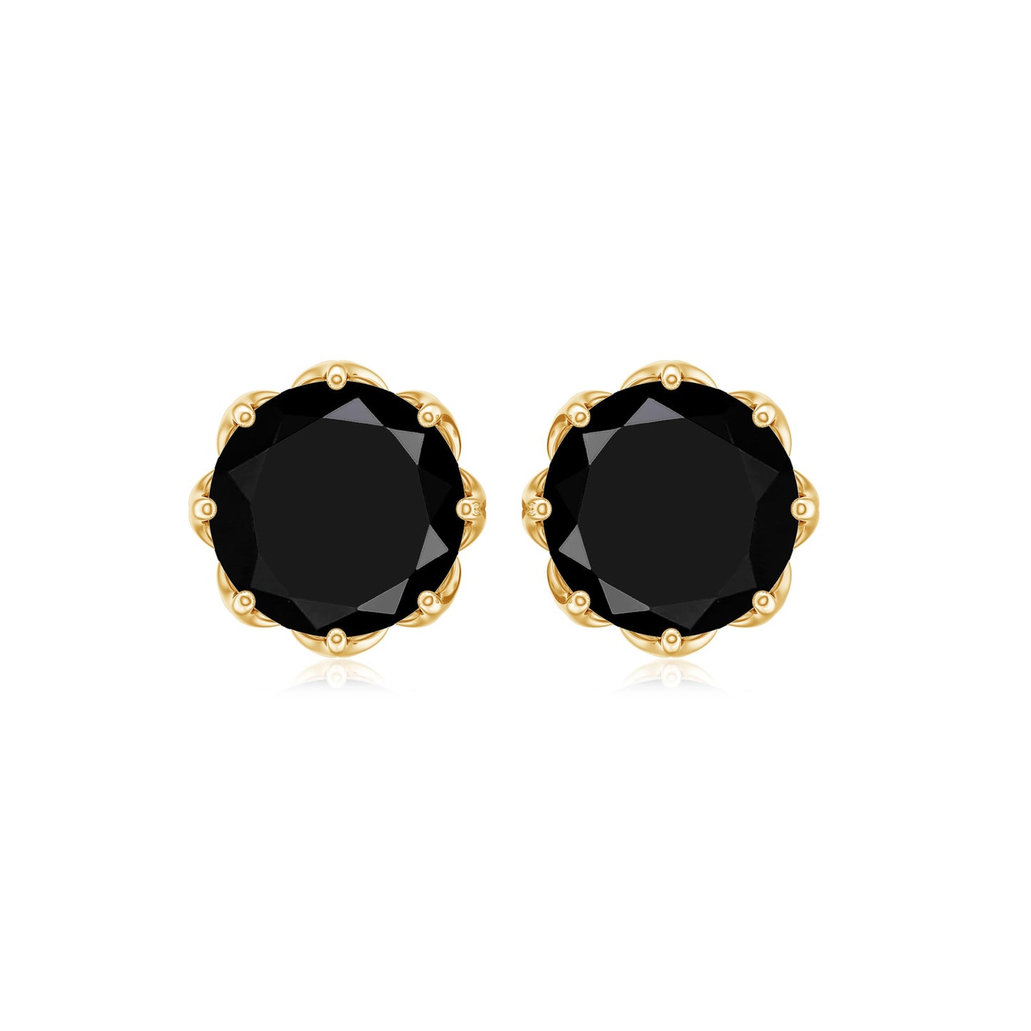 Genuine 7mm Black Spinel Stud Earrings with Screw Back