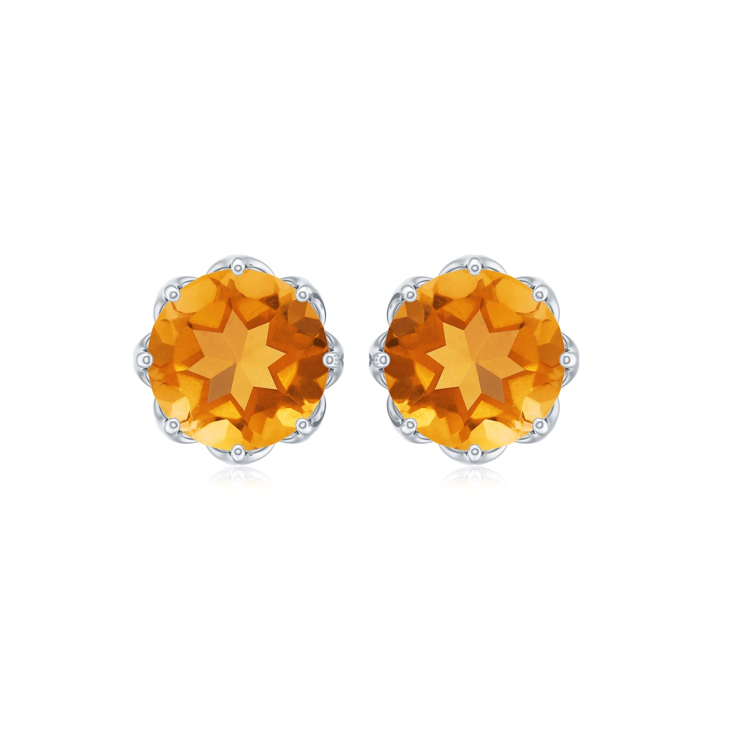 Natural 7mm Citrine Stud Earrings with Screw Back