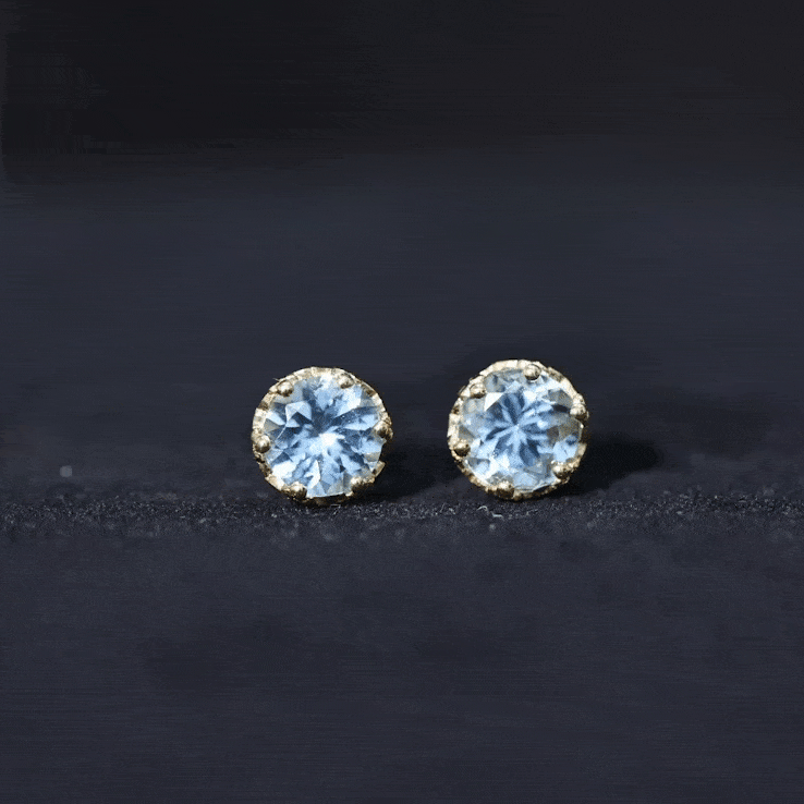 1.5 Carat Genuine Aquamarine Crown Stud Earrings