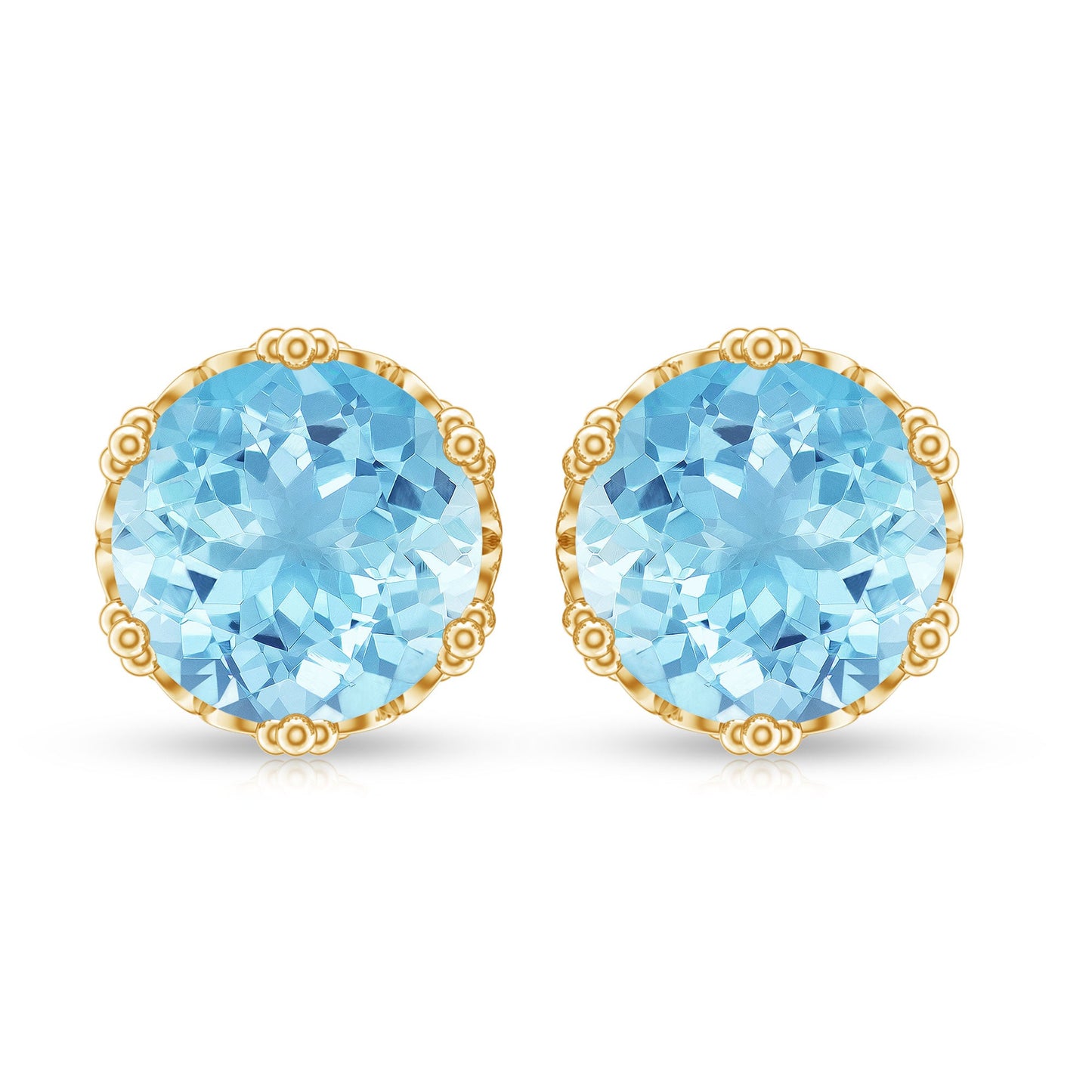 1.5 Carat Genuine Aquamarine Crown Stud Earrings