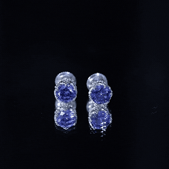 2 CT Created Blue Sapphire Solitaire Crown Stud Earrings