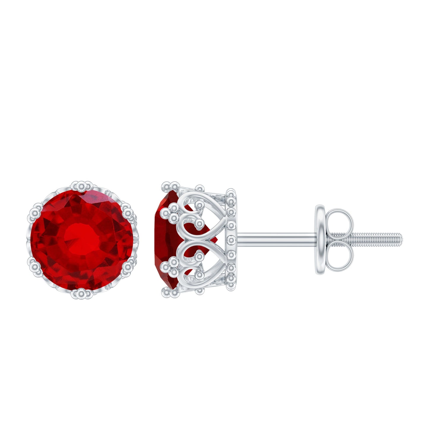 2.7 Carat Lab Created Ruby Solitaire Stud Earrings