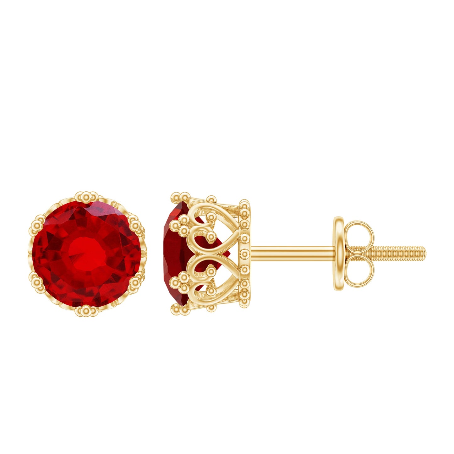 2.7 Carat Lab Created Ruby Solitaire Stud Earrings