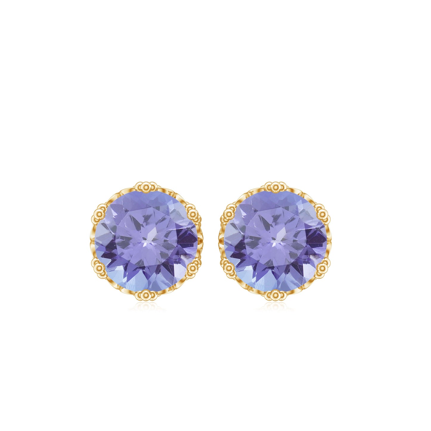 Natural 1 Carat Tanzanite Crown Stud Earrings with Screw Back