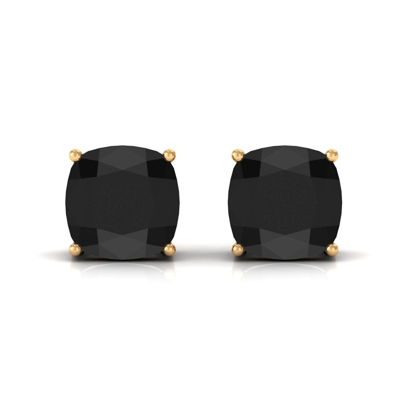 Natural 8mm Cushion Cut Black Onyx Earrings with Screw Back