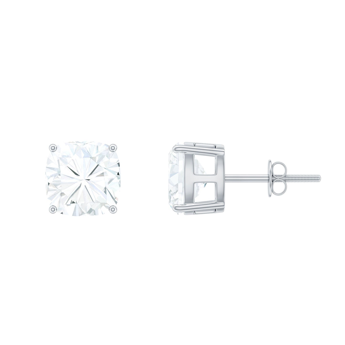Certified 6 Carat Cushion Cut Moissanite Stud Earrings