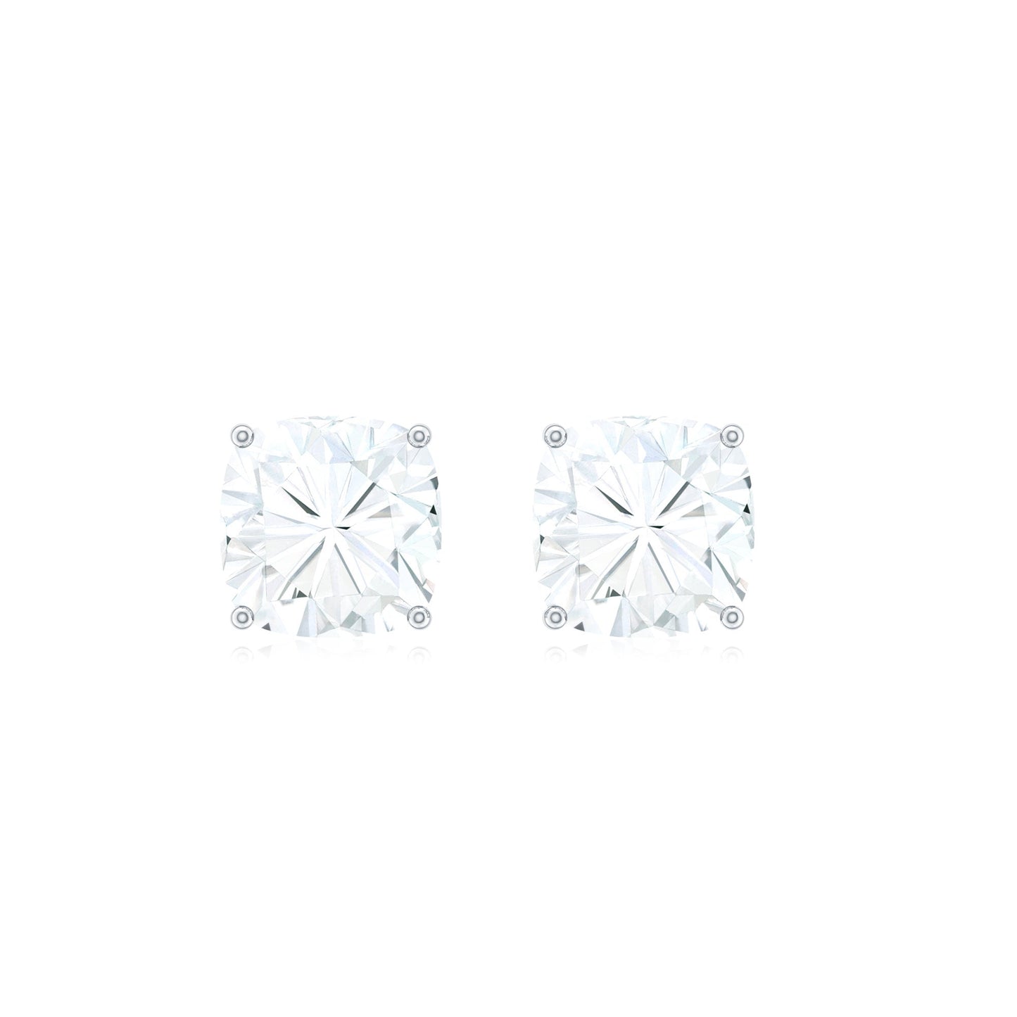 Certified 6 Carat Cushion Cut Moissanite Stud Earrings