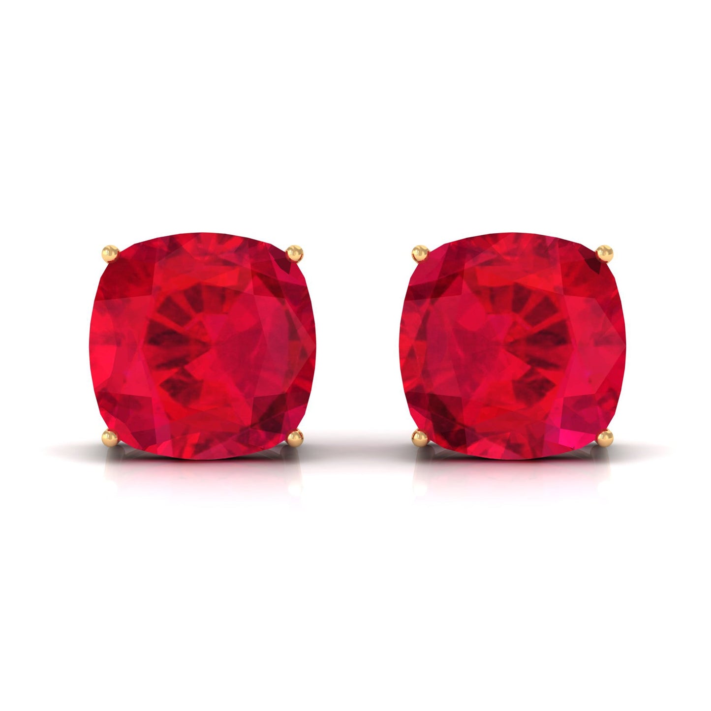 7.5 CT Created Ruby Solitaire Stud Earring in 4 Prong Setting