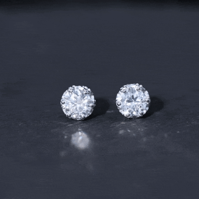 6 MM Round Shape Moissanite Stud Earrings in Crown Setting