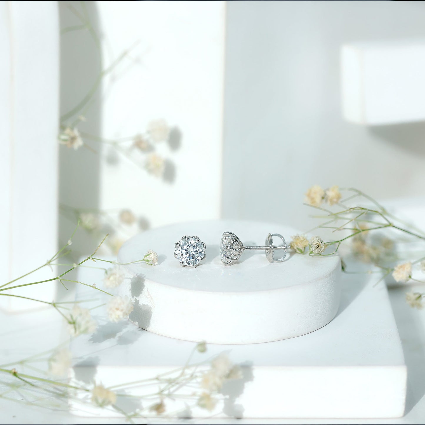Certified Brilliant Cut 2 CT Moissanite Solitaire Stud Earrings