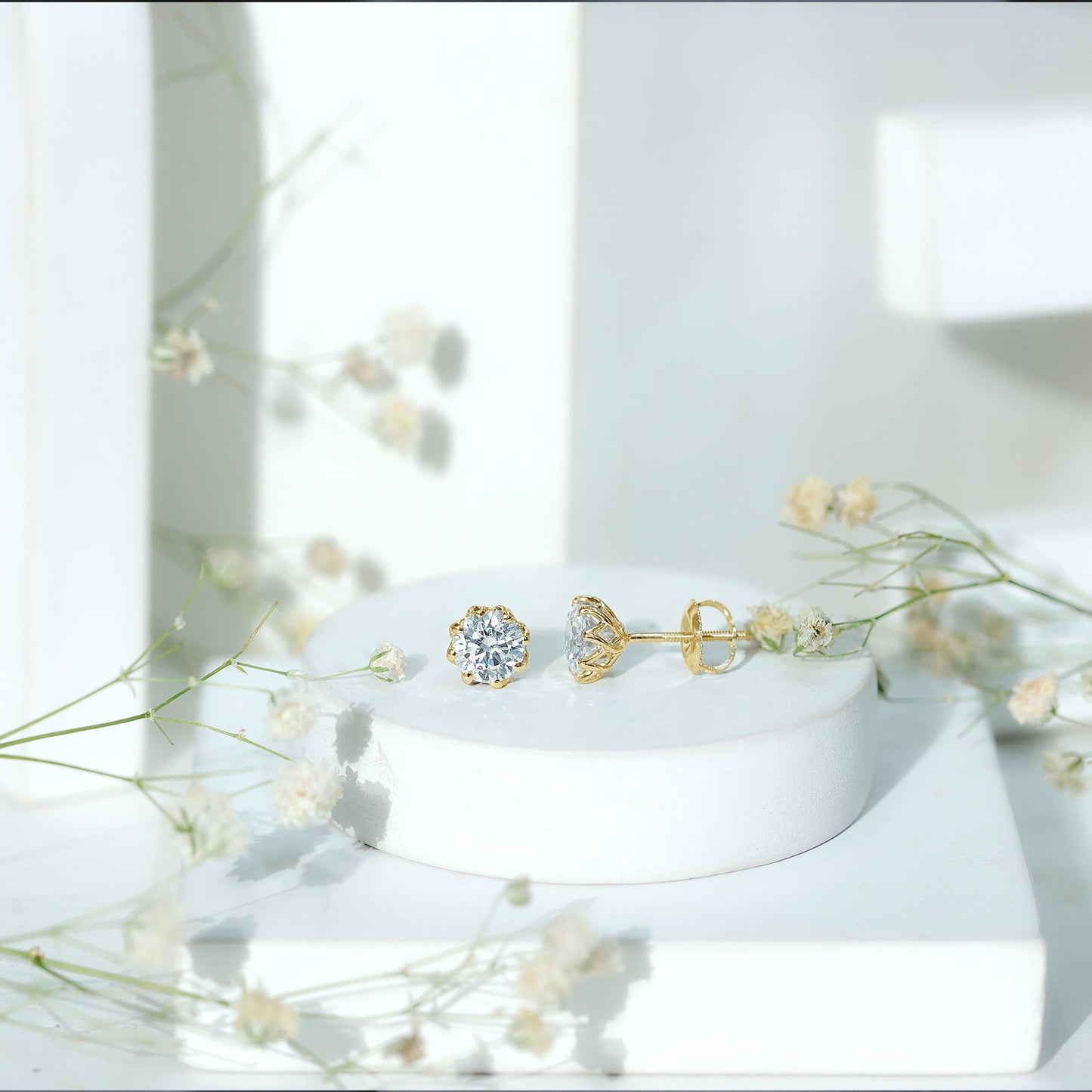 Certified Brilliant Cut 2 CT Moissanite Solitaire Stud Earrings