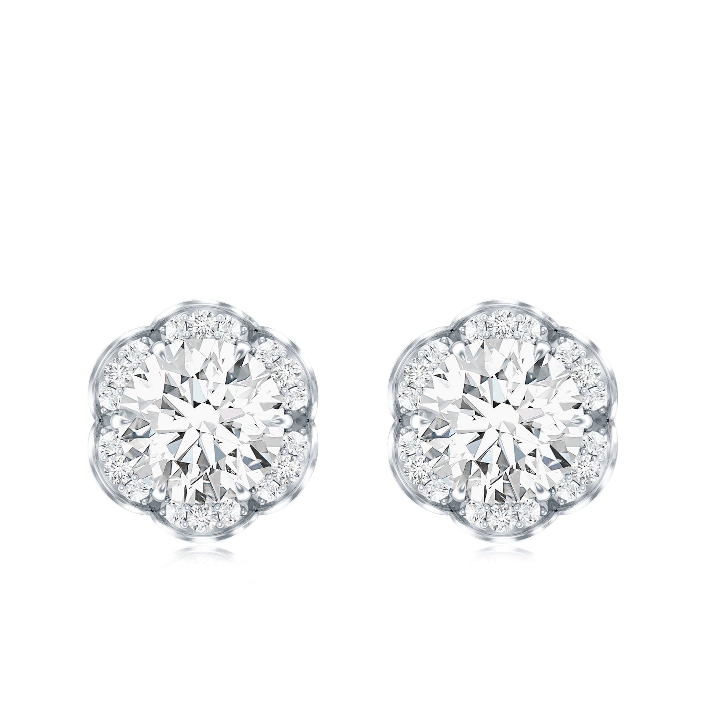 Certified 2 Carat Moissanite Flower Stud Earrings