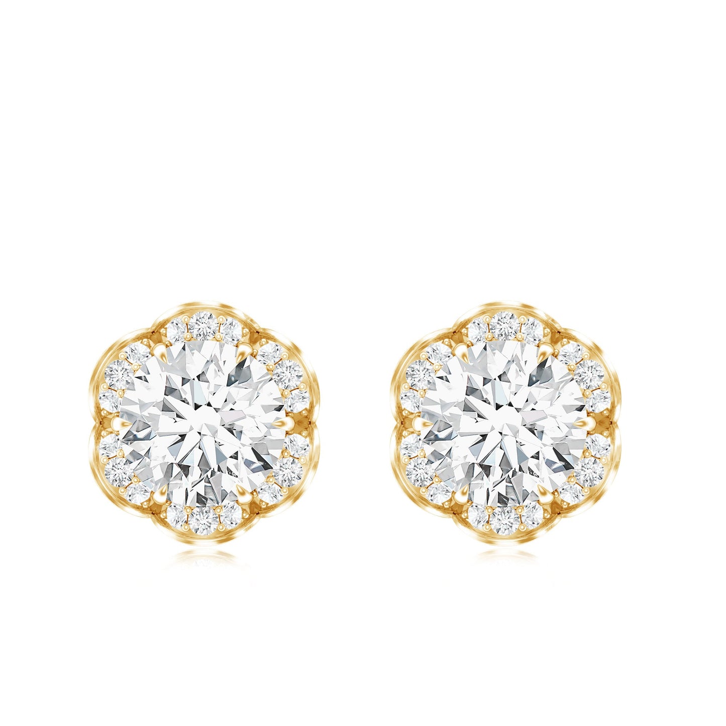 Certified 2 Carat Moissanite Flower Stud Earrings