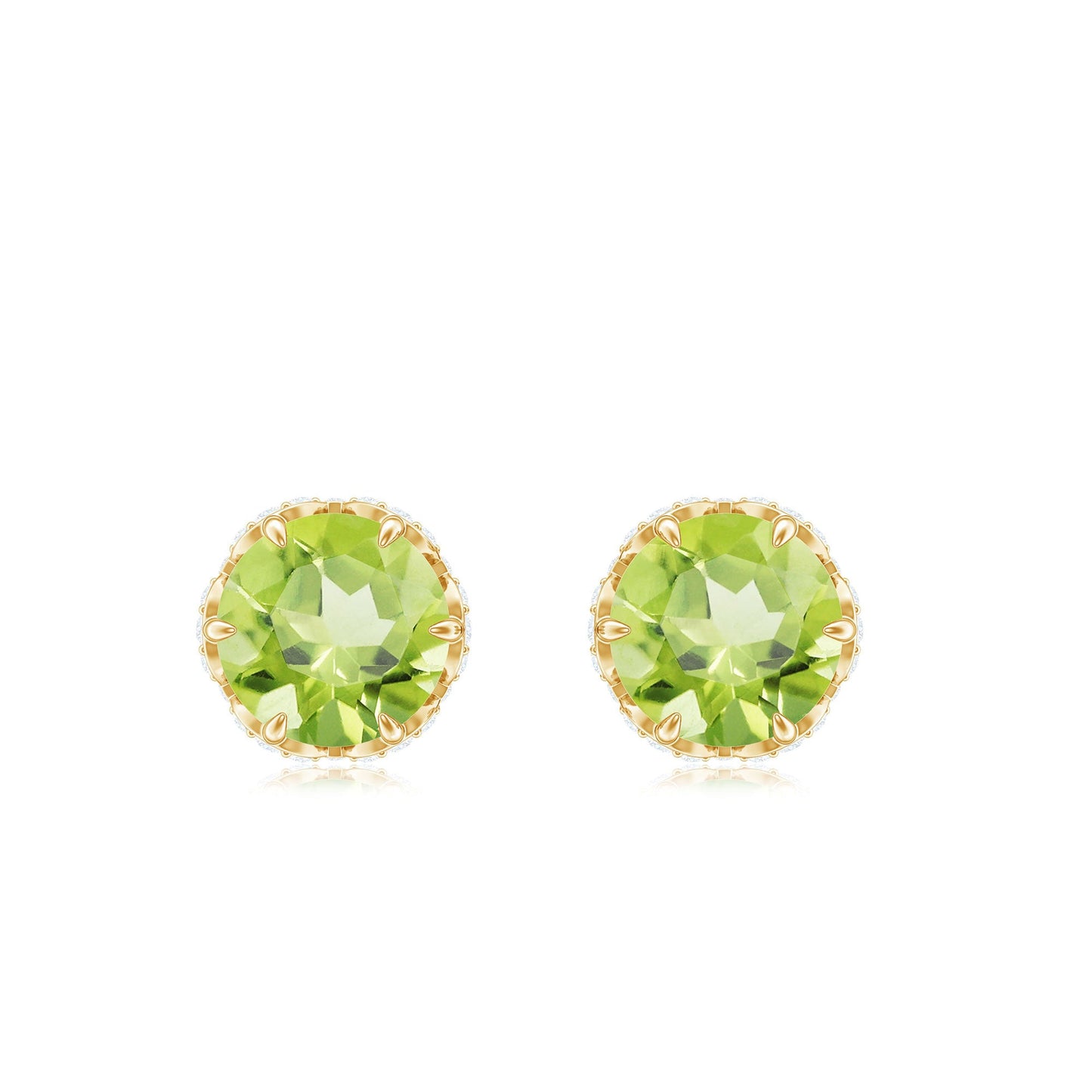 Designer 1 Carat Peridot Stud Earrings with Diamond