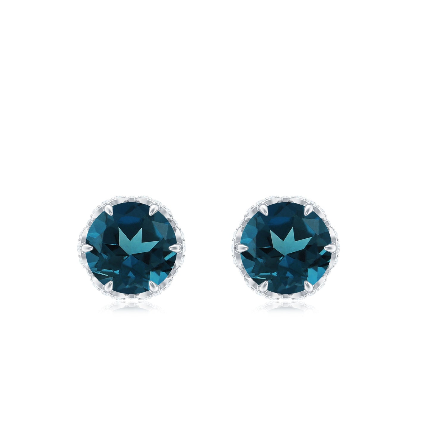 Designer London Blue Topaz Stud Earrings with Diamond