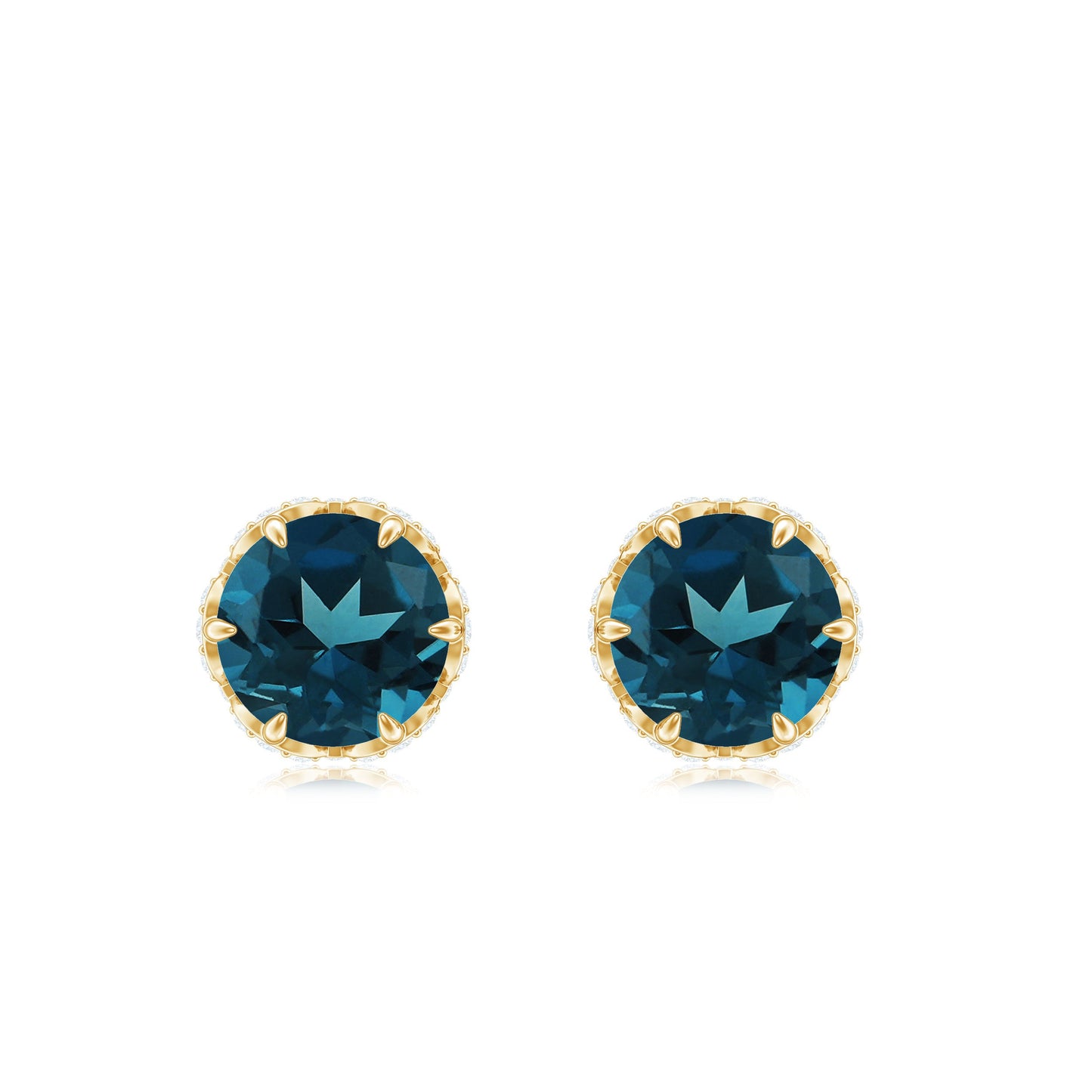 Designer London Blue Topaz Stud Earrings with Diamond