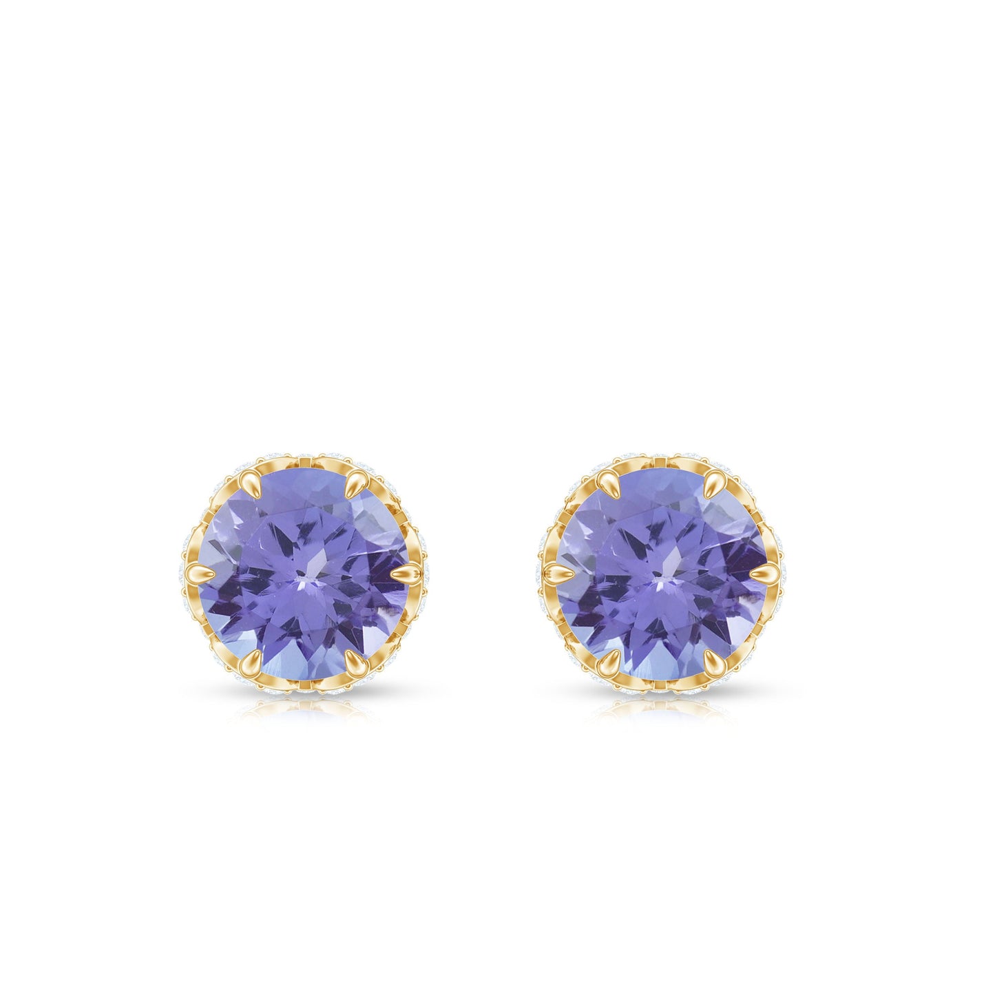 1 Carat Tanzanite Designer Stud Earrings with Diamond for Women