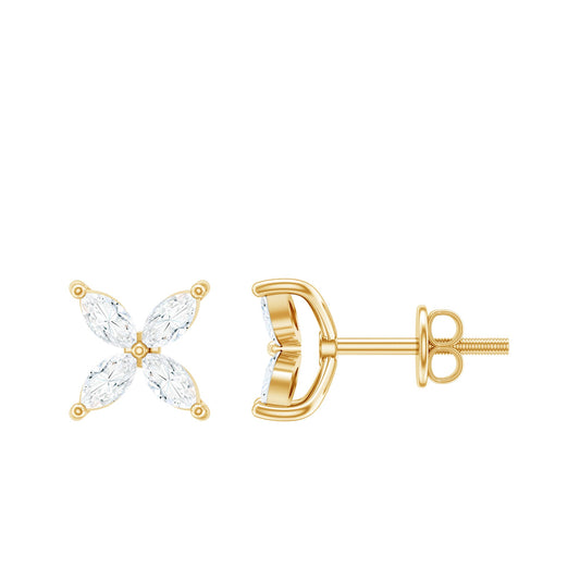 Certified Lab Grown Diamond Flower Earrings With Screw Back