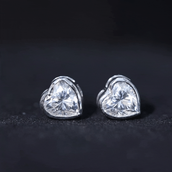Certified Bezel Set 7mm Lab Grown Diamond Heart Earrings