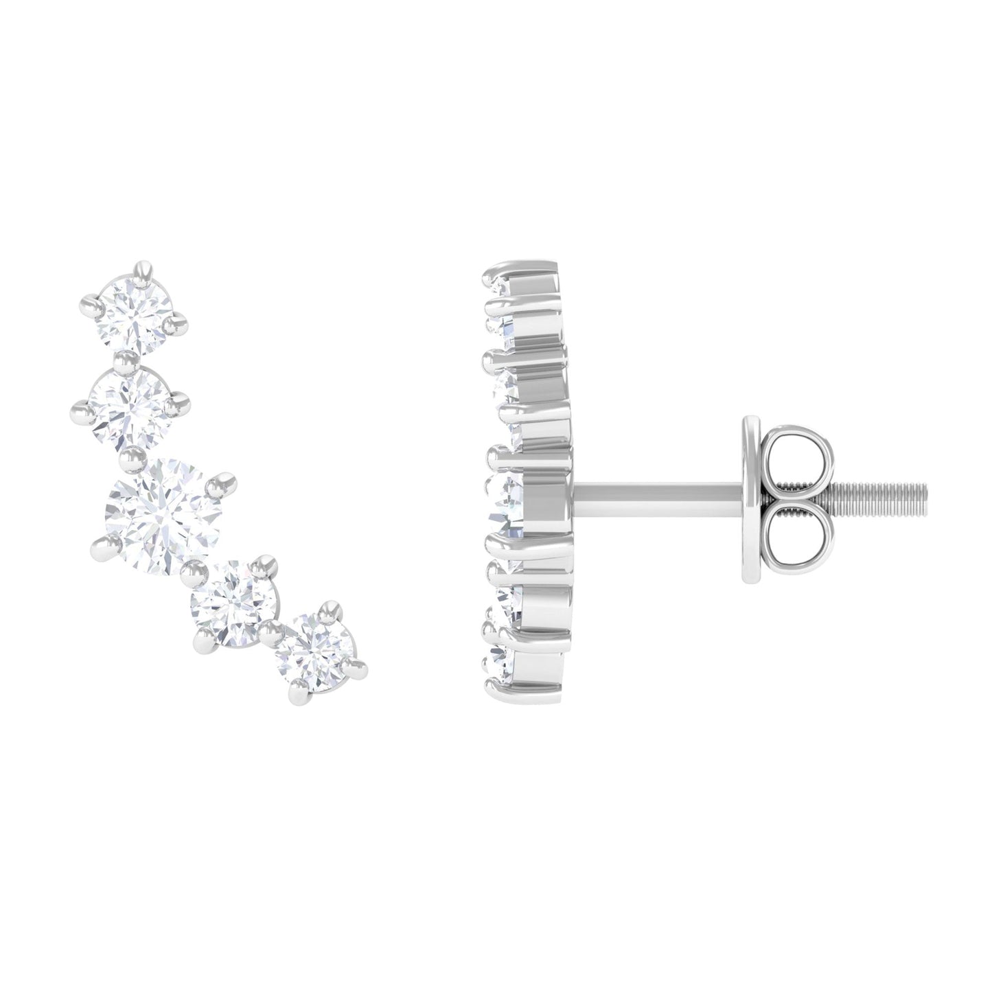 1/2 CT Minimal Diamond Climber and Crawler Earrings