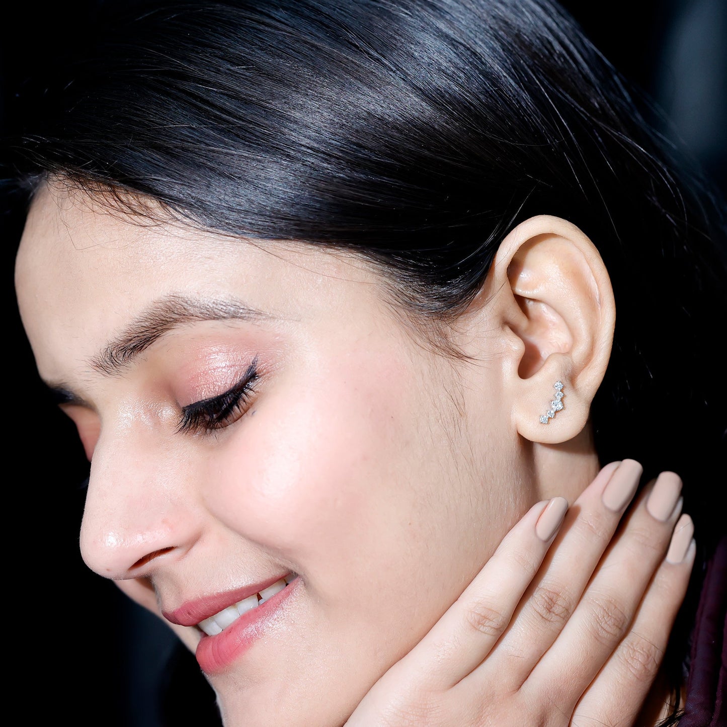 1/2 CT Minimal Diamond Climber and Crawler Earrings