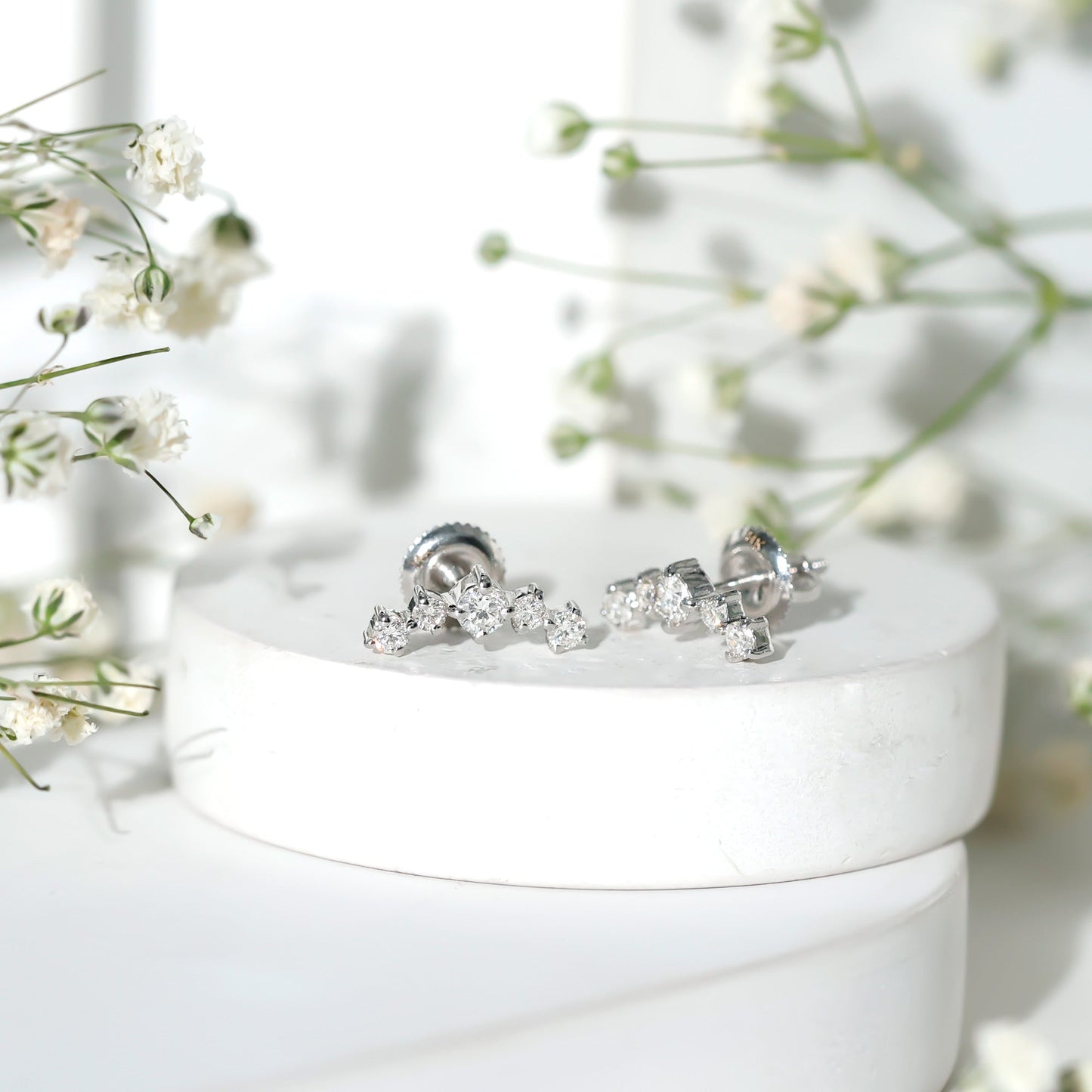 1/2 CT Minimal Diamond Climber and Crawler Earrings