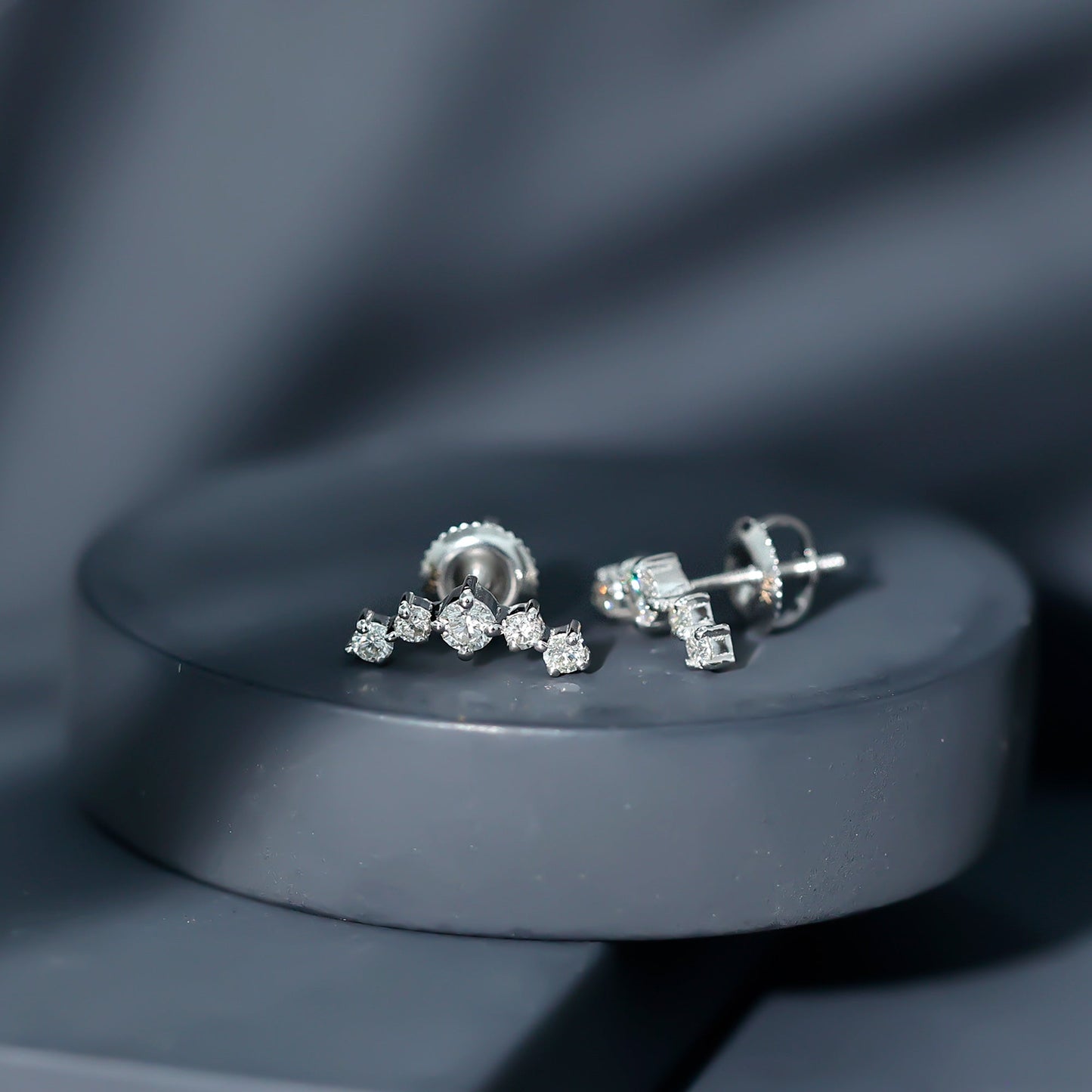 1/2 CT Minimal Diamond Climber and Crawler Earrings
