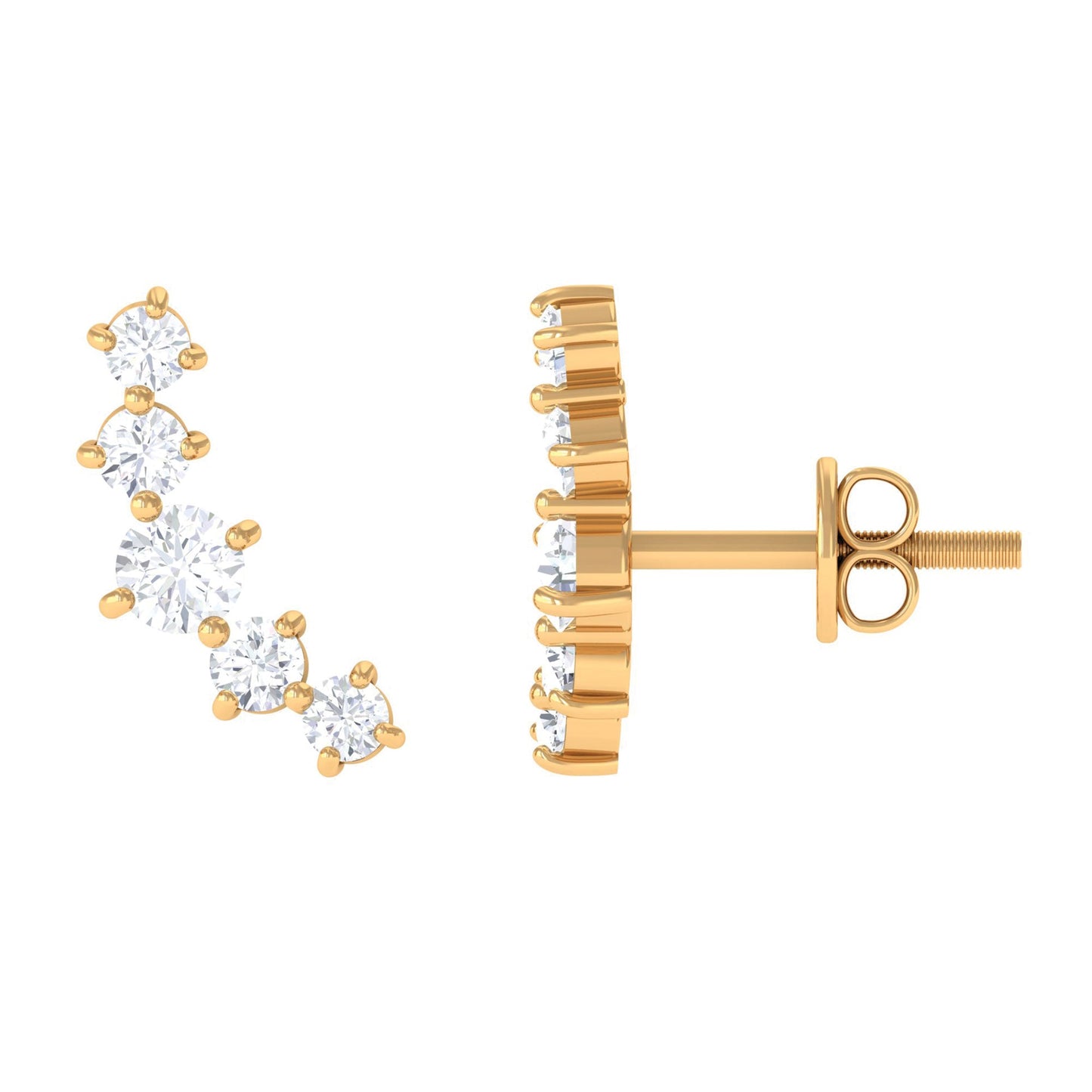 1/2 CT Minimal Diamond Climber and Crawler Earrings