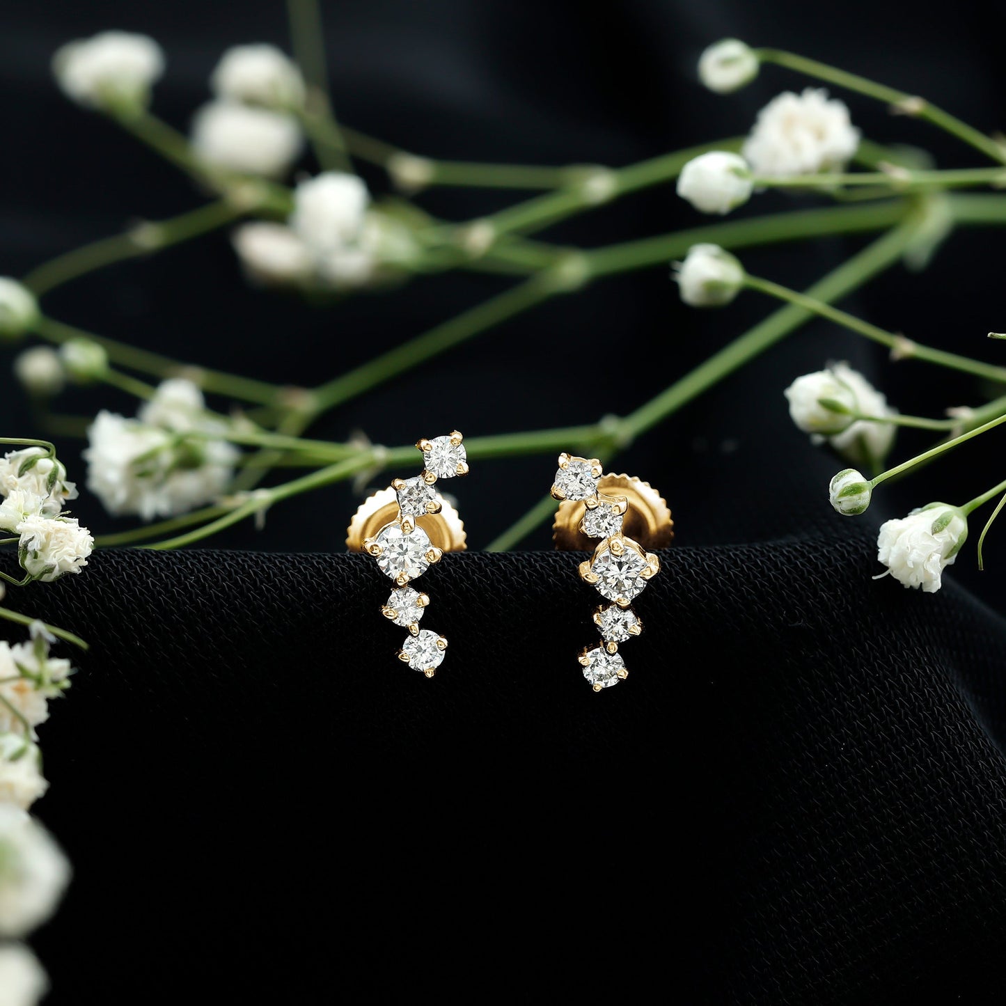 1/2 CT Minimal Diamond Climber and Crawler Earrings
