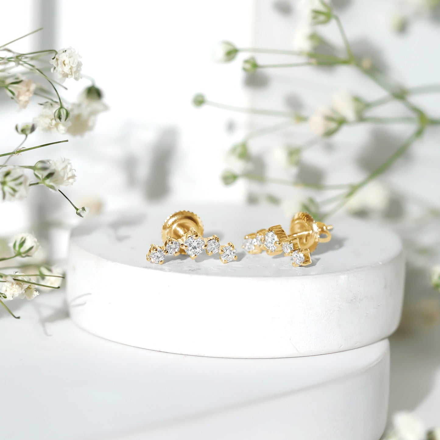 1/2 CT Minimal Diamond Climber and Crawler Earrings